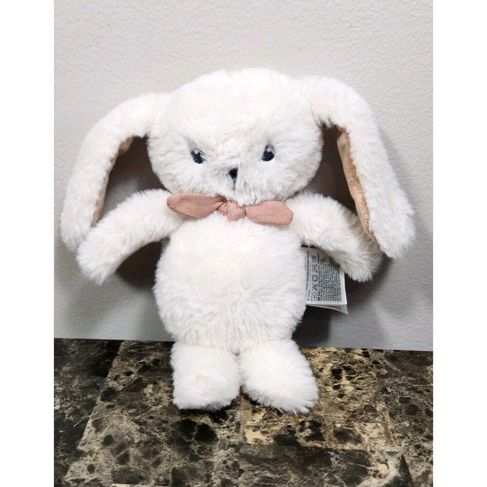 H&M White Bunny Rabbit Plush Brown Bow Tie 8" Stuffed Animal